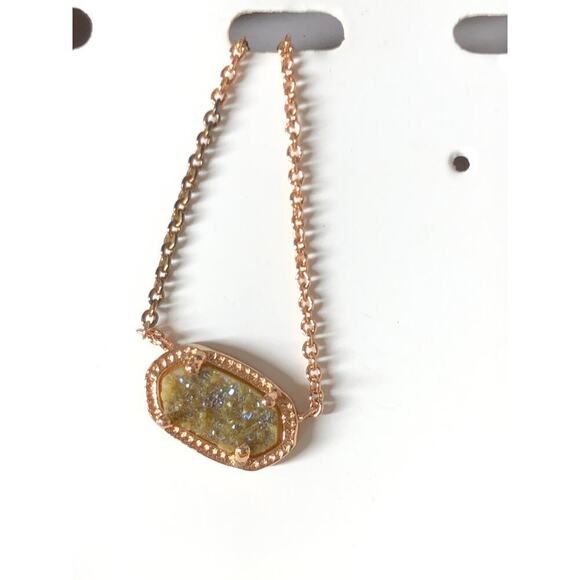 Kendra Scott Elisa Necklace Rose Gold Plated Stone Pendant Statement Piece NWB - Picture 1 of 4